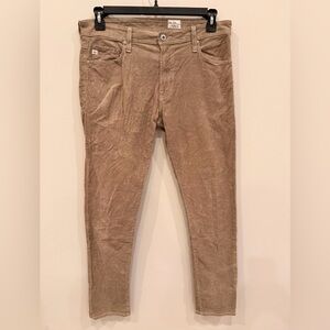 AG‎ Adriano Goldschmied Corduroy Pants Men’s 33x34 Tan Stretch Slim Straight